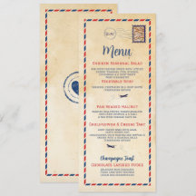 Menu Recepção de Casamento Viagem Cartão Postal Ma