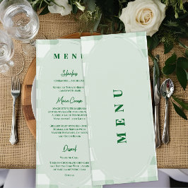 Menu Recepção de Jantar de Casamento em Xadrez Verde Sa