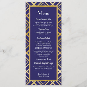 Menu Recepção Dourado dos anos 20 do casamento do men