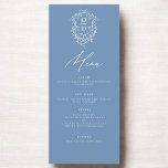 Menu Recepção Elegante de Casamentos de Monograma Azul<br><div class="desc">Apresentando nosso Menu de Casamento Moderno Minimalista Preto e Branco, uma adição refinada e elegante à sua capa de casamento que equilibra perfeitamente o design contemporâneo com a sofisticação do eterno. Criados com precisão e olho para a estética minimalista, esses menus são projetados para elevar sua experiência de jantar e...</div>