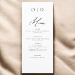 Menu Recepção Elegante de Casamentos de Monograma Branc<br><div class="desc">Apresentando nosso Menu de Casamento Moderno Minimalista Preto e Branco, uma adição refinada e elegante à sua capa de casamento que equilibra perfeitamente o design contemporâneo com a sofisticação do eterno. Criados com precisão e olho para a estética minimalista, esses menus são projetados para elevar sua experiência de jantar e...</div>