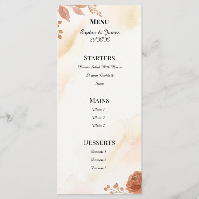 Menu Recepção Elegante de Eucalipto (Frente)