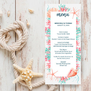 Menu Recife de Coral Tropical  Sob O Casamento Marítim