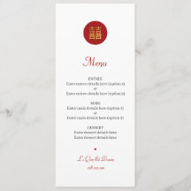 Menu Red Dourado Casamento da Felicidade Dupla Chi