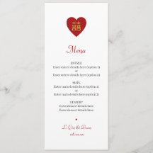 Menu Red Dourado Casamento da Felicidade Dupla Chi
