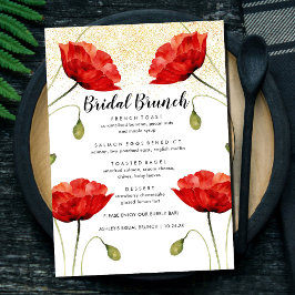 Menu Red Floral Elegante Glitter Bridal Brunt