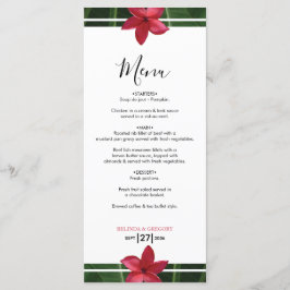 Menu Red Frangipani Plumeria Wedding