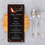 Menu Red Glitter High Heels | Forty & Fabulous Birthday<br><div class="desc">Celebrate in style with these trendy 40th birthday dinner party menus. The design is easy to personalize with your own wording and your family and friends will be thrilled when they see these fabulous menu cards.</div>