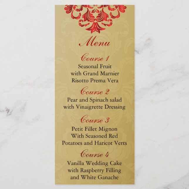 menu Red Gold Wedding (Frente)