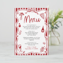 Menu Red Handface Whimsic Italiana Pizza Pasta