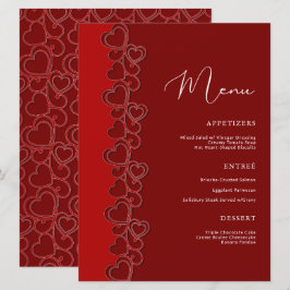 Menu Red Romantic Hearts Swirls Dia de os namorados Fer