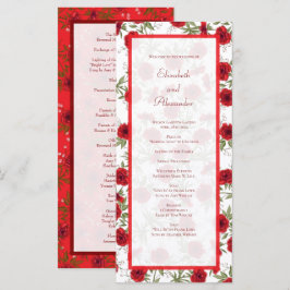 Menu Red Rose Romantic Wedding Programs