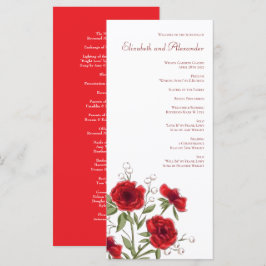 Menu Red Rose Romantic Wedding Programs