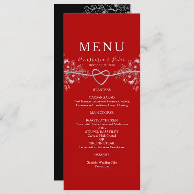 Menu Red Wedding Elegante (Frente/Verso)