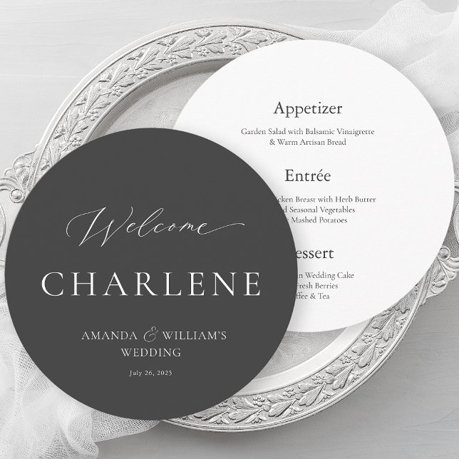 Menu Redondo com Nome de Convidado | Casamento de  (Criador carregado)