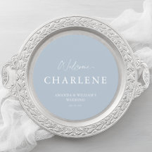 Menu Redondo com Nome de Convidado | Dusty Blue We