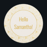 Menu Redondo de Arte Geométrica Dourada e Branca<br><div class="desc">Projetado para coordenar com a nossa coleção Geométrica de Deco de Arte, este menu redondo apresenta uma bela imagem geométrica dourada. Para personalização mais avançada deste design, por exemplo, alteração do layout, da fonte ou do tamanho do texto, clique no botão "PERSONALIZAR" acima. Por favor, entre em contato comigo para...</div>