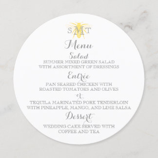 Menu Redondo de Casamentos de Abelhas de Honeybee