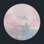 Menu Redondo Moderno com Cor de Água Rosa e Azul<br><div class="desc">Projetada para coordenar com nossa coleção de aquarelas cor-de-rosa e azul, esta placa de menu redonda apresenta um lindo fundo cor-de-rosa pastel e azul com fonte moderna. Para personalização mais avançada deste design, por exemplo, alteração do layout, da fonte ou do tamanho do texto, clique no botão "PERSONALIZAR" acima. Por...</div>