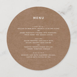 Menu Redondo Rustic Kraft Minimalista Simples