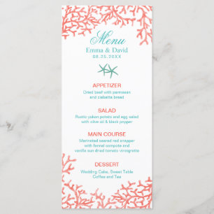 Menu Reef Tropical de Casamento de Praia