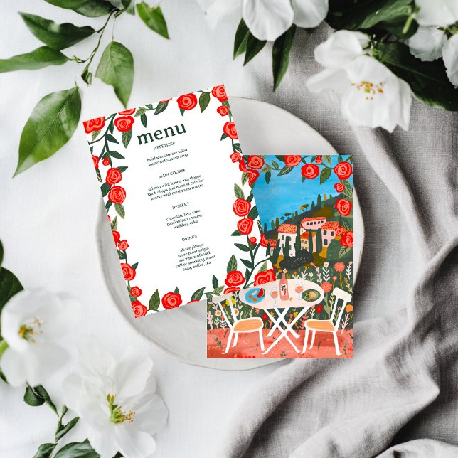 Menu Refeição CUSTOM no Campo com Arte de Vista (CUSTOM Countryside Meal with a View Italy France Brunch Lunch Wedding Engagement Bridal Art Menu
)