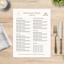 Refeições Bebidas Restaurante Jantar Bege Minimali