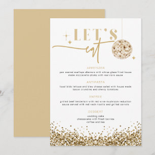 Menu REGINA Sequins Dourados Disco Casamento Vamos Eat