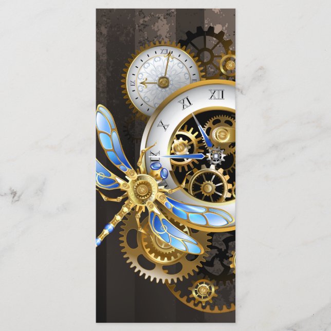 Menu Relógio Steampunk com Libélula Mecânica (Frente)