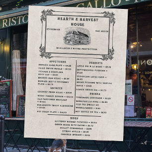 Menu Restaurante Antigo Clássico Jantar