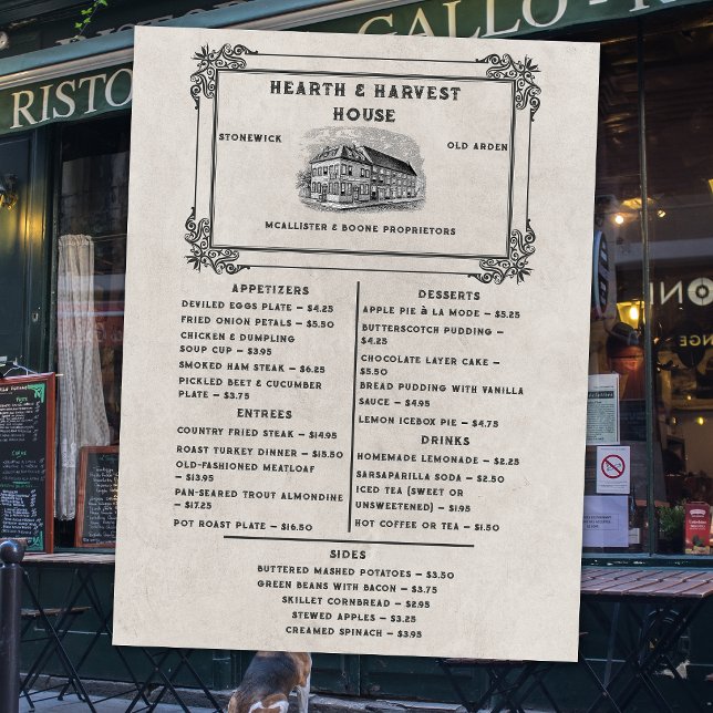 Menu Restaurante Antigo Clássico Jantar (Criador carregado)