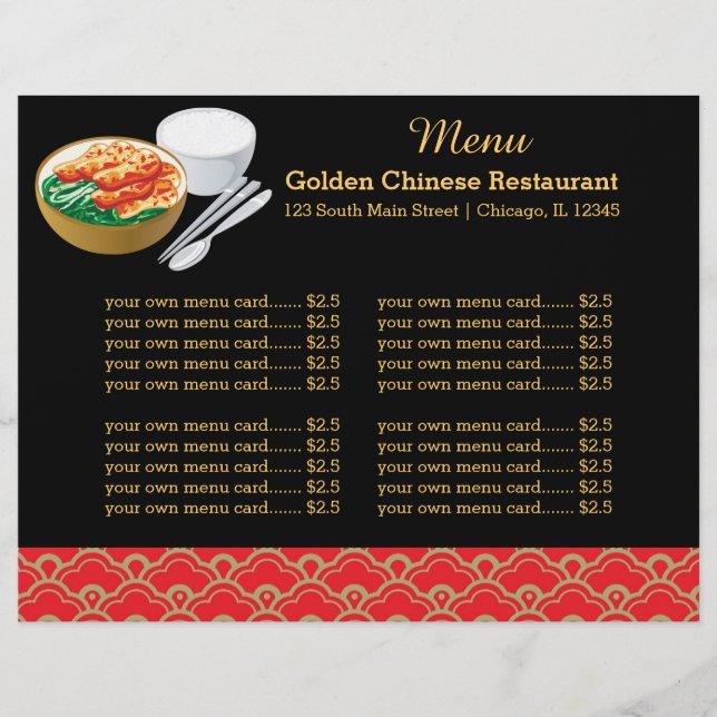 Menu restaurante chinês (Frente)