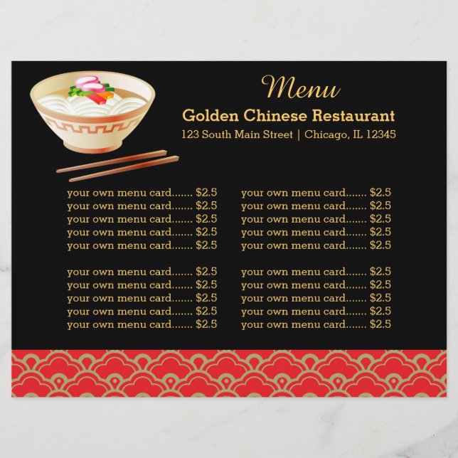 Menu restaurante chinês (Frente)