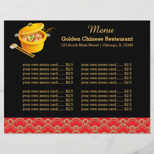 Menu restaurante chinês