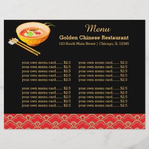 Menu restaurante chinês