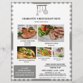 Menu Restaurante de Xadrez Rústica