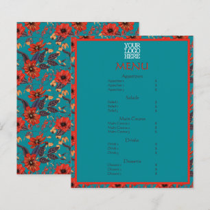Menu Restaurante do Café Floral Red Teal