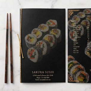 Menu Restaurante Japonês de Sushi Moderno Elegante 