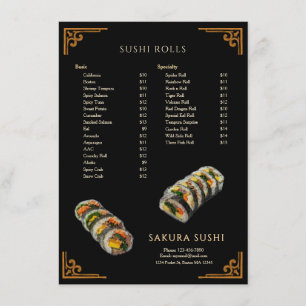 Menu Restaurante Simples de Sushi Japonês Moderno