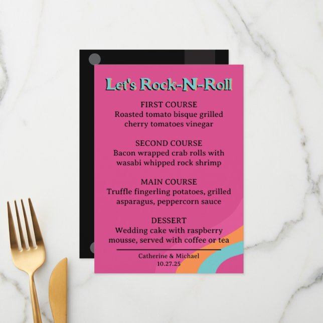 Menu Retro 70s Music Cassette Fape Groovy Fuchsia Diver (Frente/Verso In Situ)