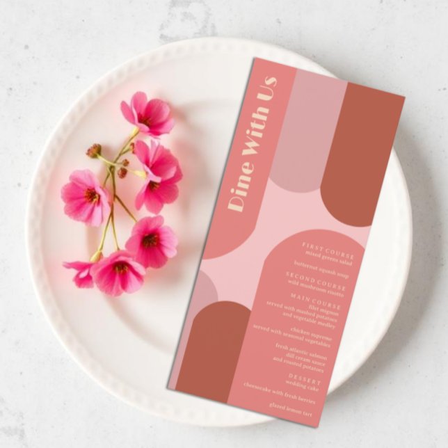 Menu Retro Arches Casamento Cor-de-Rosa Coral (Criador carregado)