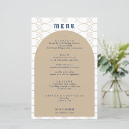Menu Retro Casamento Real Azul Clássico
