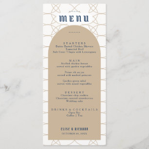 Menu Retro Casamento Real Azul Clássico