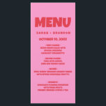 Menu Retro Casamento Vermelho Cor-de-Rosa<br><div class="desc">Menu de Casamento Retroativo da Tipografia Escrita Manual</div>