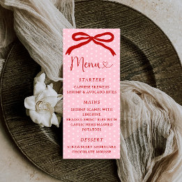 Menu Retro Coquette Bow Red and Pink Valentines