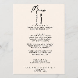 Menu Retrô De Mão Moderna Desenhado Retro Casamento Qui