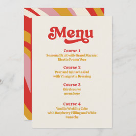 Menu Retro Groovy 70s Casamento vermelho marfim