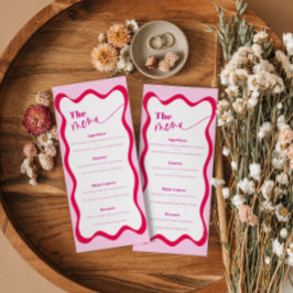 Menu Retro Hot Pink Wavy Border Comida and Drinks