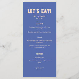Menu Retro Modern Dark Blue Beige "Let's Eat!" Wedding