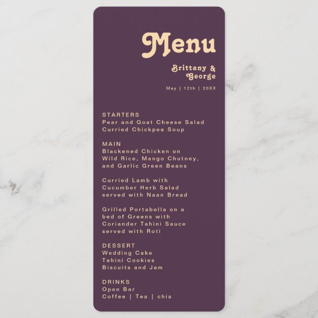 Menu Retro Moderno | Casual Roxo Casual Casual (Frente)